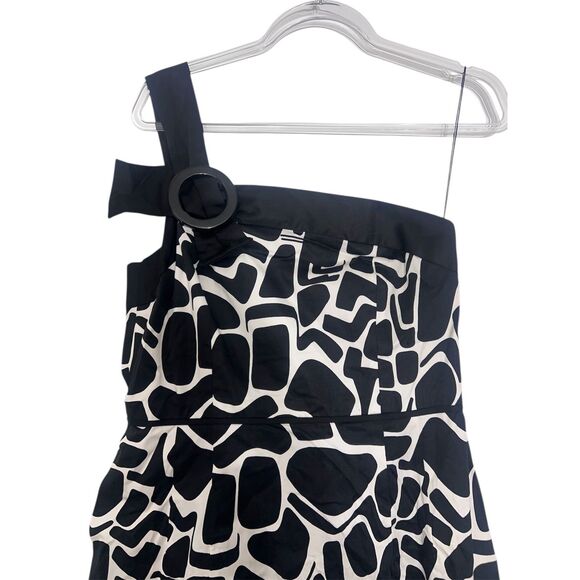 Harold's Retro Giraffe Animal Print black and white one-shoulder dress Size 10 - Picture 4 of 6